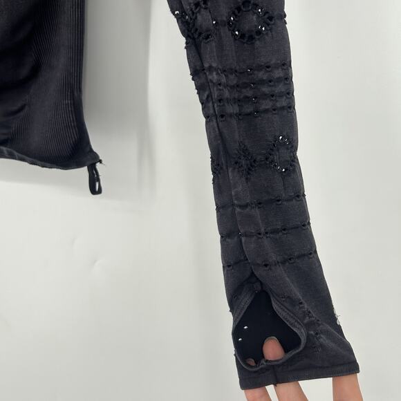 Free People Movement Good Karma Hoodie Shirt Black Fitted Cowl Neck Size S - Picture 6 of 12